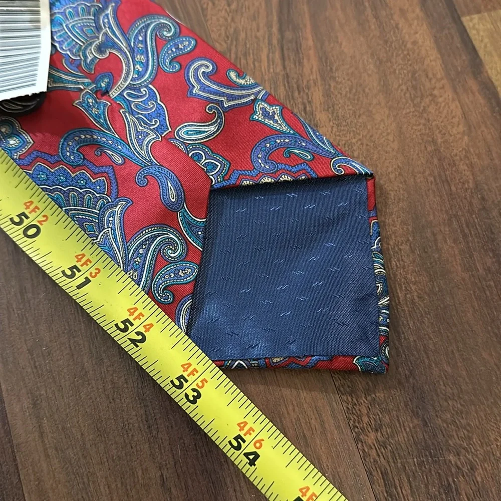 NWT Vintage Sheaf & Caber 100% Paisley Red Blue Teal Neck Tie, Original Sears